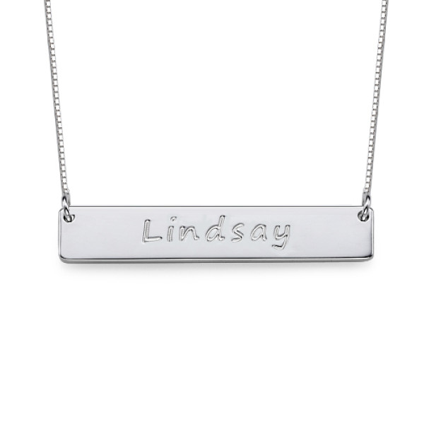 Sterling Silver Bar Nameplate Personalised Necklace - AMAZINGNECKLACE.COM