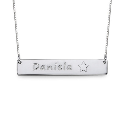 Silver Bar Personalised Necklace with Icons - AMAZINGNECKLACE.COM