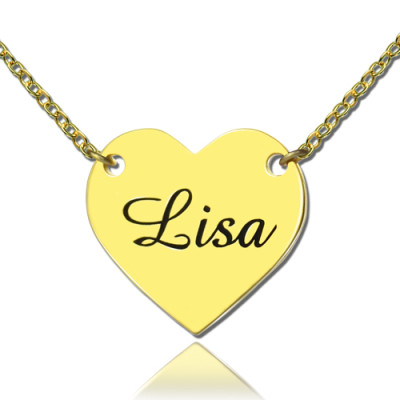 Stamped Heart Love Personalised Necklaces with Name 18ct Gold Plated - AMAZINGNECKLACE.COM
