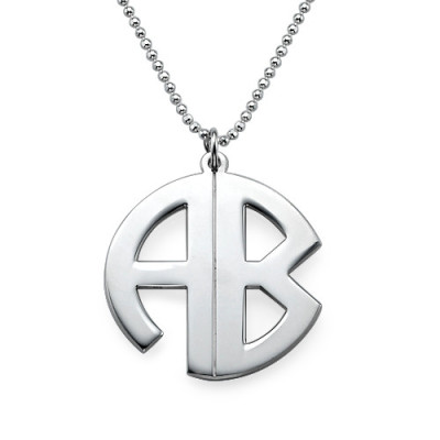 Personalised Silver Print Monogram Necklace - AMAZINGNECKLACE.COM