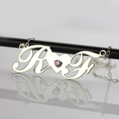 Sterling Silver Double initials Personalised Necklace - AMAZINGNECKLACE.COM