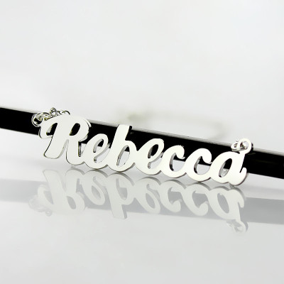 Personalised Sterling Silver Puff Font Namplate Necklace - AMAZINGNECKLACE.COM