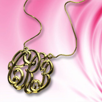 Celebrity Cube Premium Monogram Personalised Necklace Gifts 18ct Gold Plated - AMAZINGNECKLACE.COM
