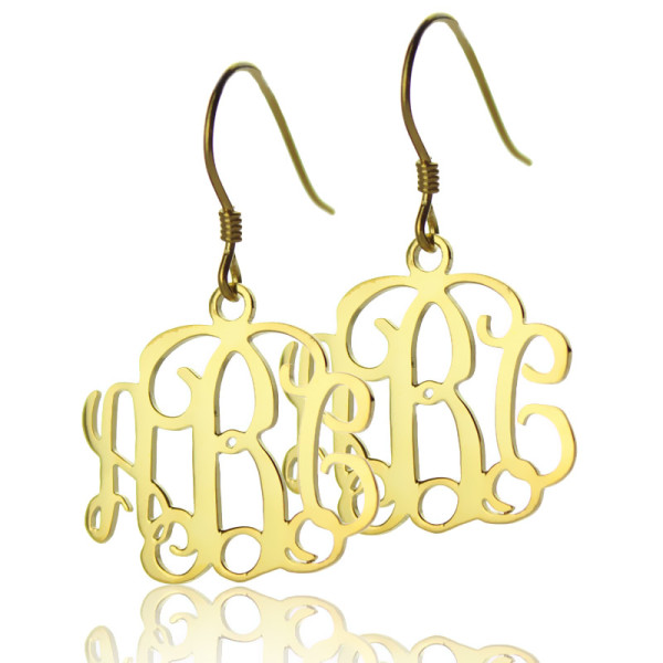 18ct Gold Plated Monogram Personalised Earrings - AMAZINGNECKLACE.COM
