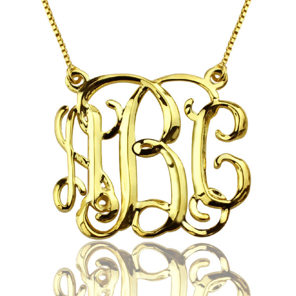 Custom Cube Monogram Initials Personalised Necklace 18ct Gold Plated - AMAZINGNECKLACE.COM