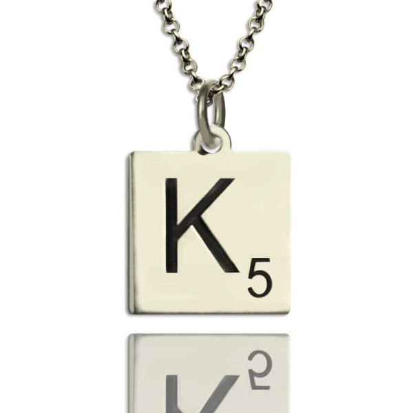 Scrabble Initial Letter Personalised Necklace Sterling Silver - AMAZINGNECKLACE.COM