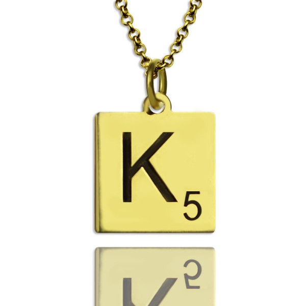 Engraved Scrabble Initial Letter Personalised Necklace 18ct Gold Plated - AMAZINGNECKLACE.COM