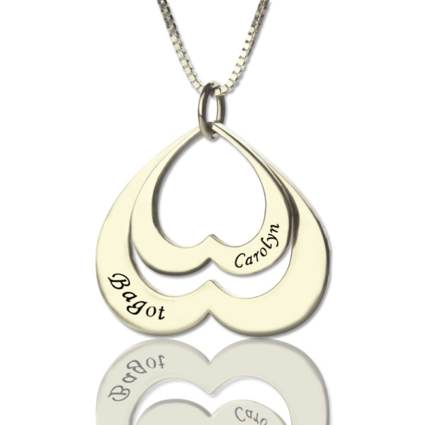 Double Heart Pendant With Names For Her Sterling Silver - AMAZINGNECKLACE.COM