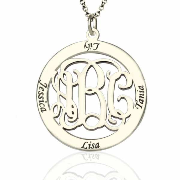 Personalised Family Monogram Name Necklace Sterling Silver - AMAZINGNECKLACE.COM