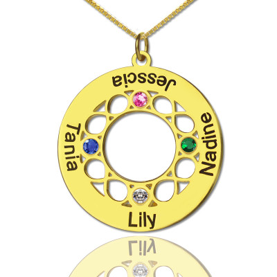 Infinity Birthstone Family Names Personalised Necklace In 18ct Gold Plated  - AMAZINGNECKLACE.COM