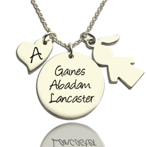Mother Personalised Necklace Gift With Kids Name Charm Sterling Silver - AMAZINGNECKLACE.COM