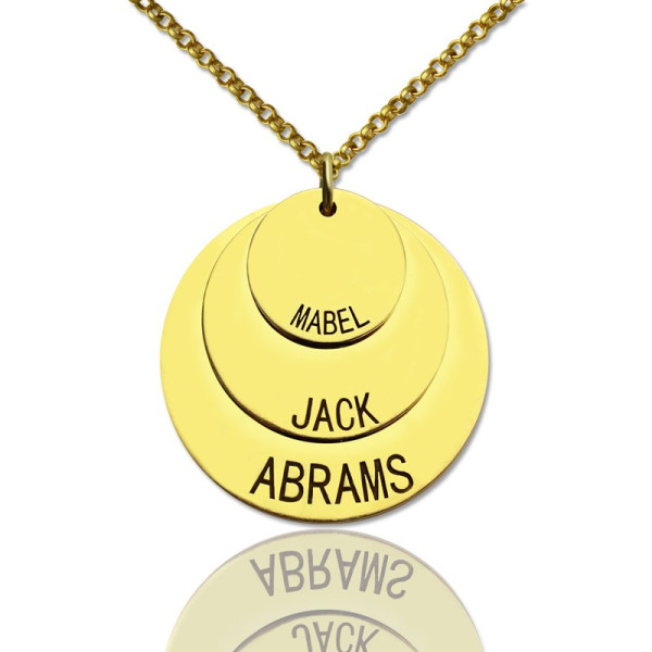 Disc Personalised Necklace With Kids Name For Mom 18ct Gold Plated - AMAZINGNECKLACE.COM