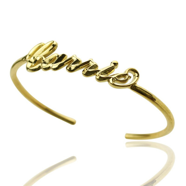 Personalised 18ct Gold Plated Name Bangle Bracelet - AMAZINGNECKLACE.COM