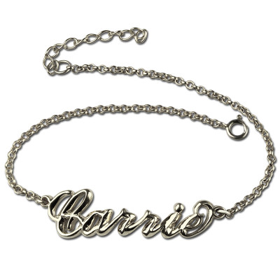 Sterling Silver Women's Name Personalised Bracelet  Carrie Style - AMAZINGNECKLACE.COM
