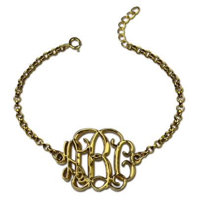 18ct Gold Plated Celebrity Monogram Personalised Bracelet - AMAZINGNECKLACE.COM
