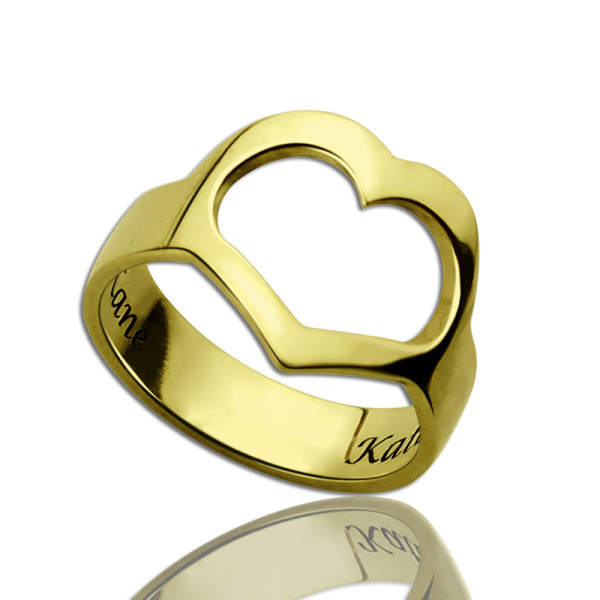 Custom Heart Couple's Promise Personalised Ring With Name Gold Plated Silver - AMAZINGNECKLACE.COM