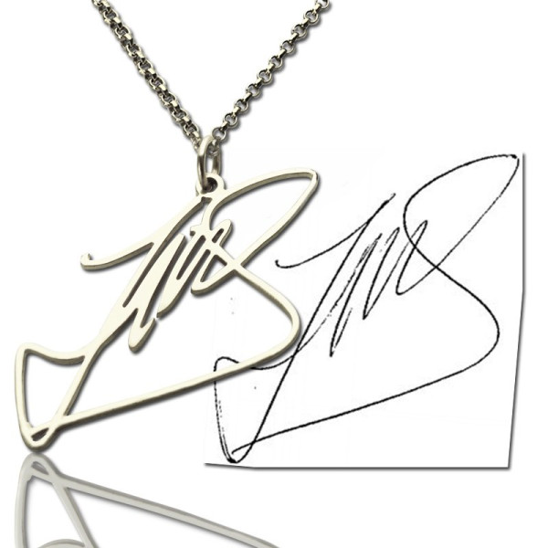 Custom Personalised Necklace with Your Own Signature Silver - AMAZINGNECKLACE.COM