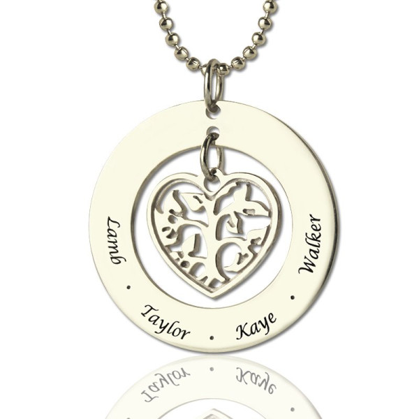 Personalised Heart Family Tree Necklace Sterling Silver - AMAZINGNECKLACE.COM