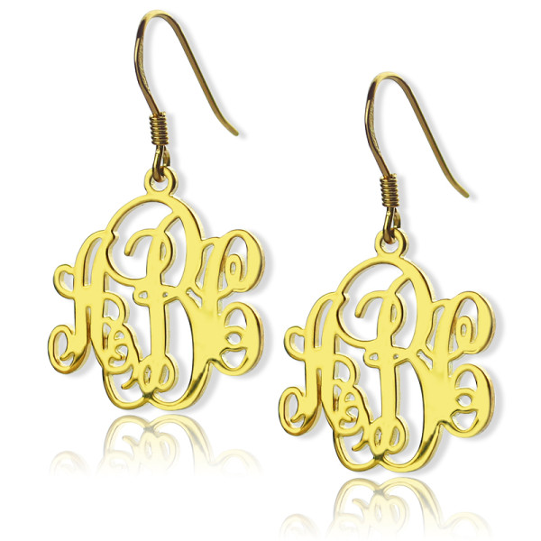 Script Monogram Initial Personalised Earrings 18ct Gold Plated - AMAZINGNECKLACE.COM
