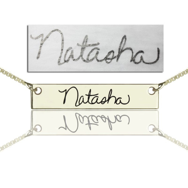 Custom Personalised Necklace With Your Signature Bar Silver - AMAZINGNECKLACE.COM