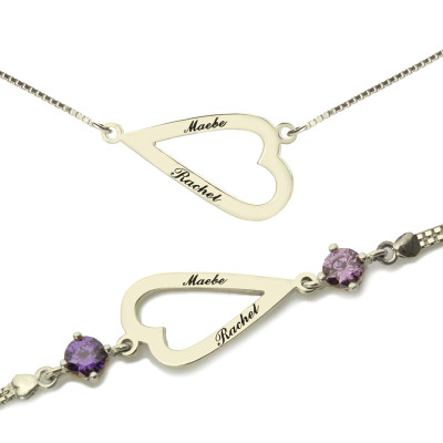 Love Jewellery Set- Open Heart Name Personalised Necklace  Bracelet - AMAZINGNECKLACE.COM