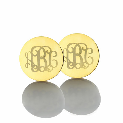 Engraved Monogram Stud Personalised Earrings In Gold - AMAZINGNECKLACE.COM