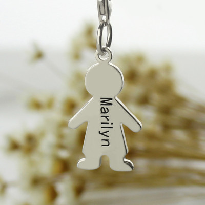 Personalised Boy Pendant on Lobster Clasp Silver - AMAZINGNECKLACE.COM