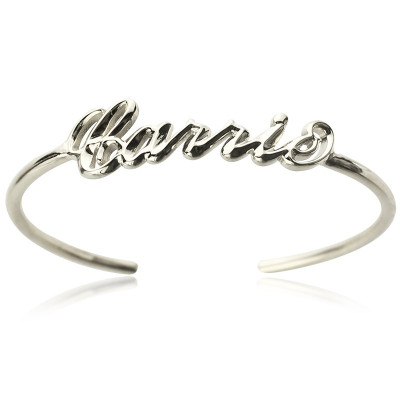 Personalised Sterling Silver Name Bangle Bracelet - AMAZINGNECKLACE.COM