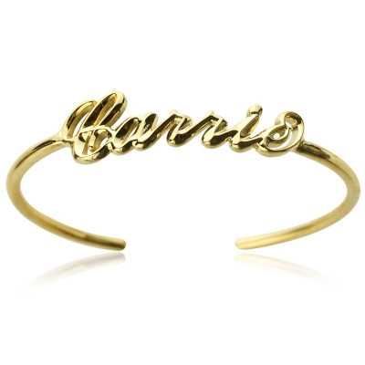 Personalised 18ct Gold Plated Name Bangle Bracelet - AMAZINGNECKLACE.COM