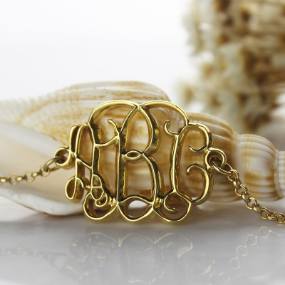 18ct Gold Plated Celebrity Monogram Personalised Bracelet - AMAZINGNECKLACE.COM