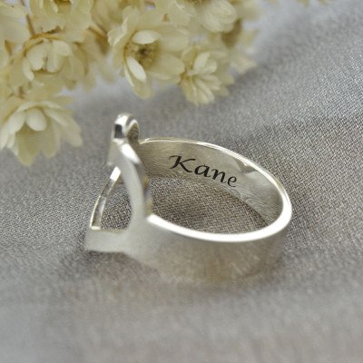 Personalised Couple's Name Promise Heart Ring Silver - AMAZINGNECKLACE.COM