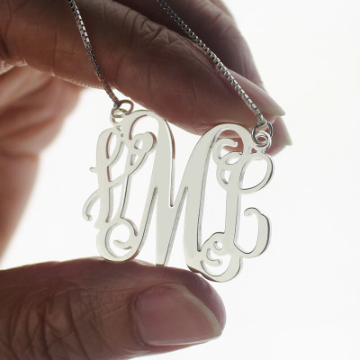 Personalised Monogram Initial Necklace Sterling Silver - AMAZINGNECKLACE.COM