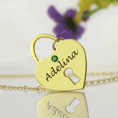 I Love You Heart Lock Keepsake Personalised Necklace With Name 18ct Gold Plated - AMAZINGNECKLACE.COM