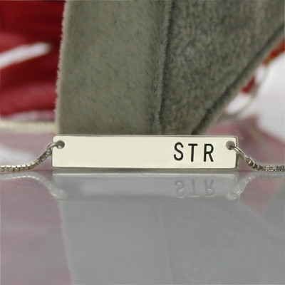 Sterling Silver Initial Bar Personalised Necklace - AMAZINGNECKLACE.COM