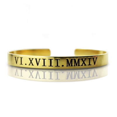 Personalised Roman Numeral Bracelet 18ct Gold Plated - AMAZINGNECKLACE.COM