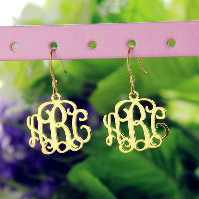 18ct Gold Plated Monogram Personalised Earrings - AMAZINGNECKLACE.COM