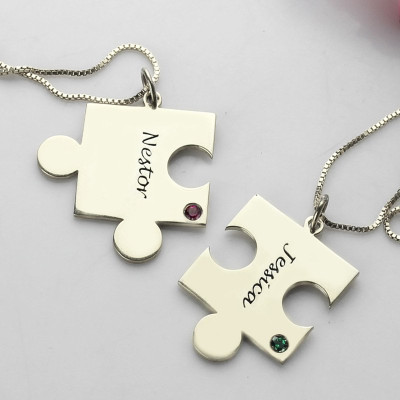 Engraved Puzzle Personalised Necklace for Couples Love Personalised Necklaces Silver - AMAZINGNECKLACE.COM
