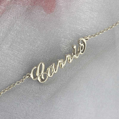 Sterling Silver Women's Name Personalised Bracelet  Carrie Style - AMAZINGNECKLACE.COM