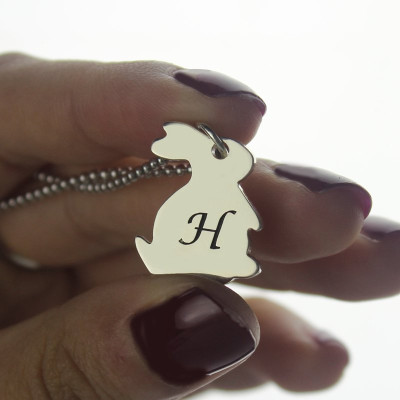 Personalised Rabbit Initial Charm Pendant Sterling Silver - AMAZINGNECKLACE.COM