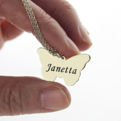Personalised Charming Butterfly Pendant Name Necklace Silver - AMAZINGNECKLACE.COM