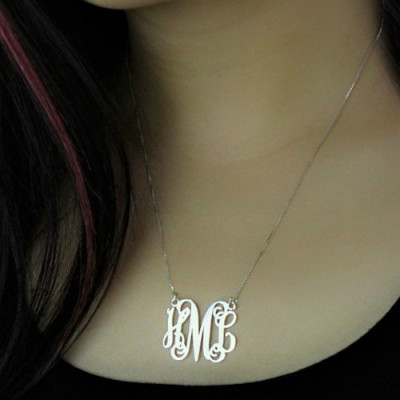 Personalised Monogram Initial Necklace Sterling Silver - AMAZINGNECKLACE.COM