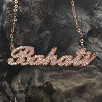 Rose Gold Plated Full Birthstone Carrie Name Personalised Necklace  - AMAZINGNECKLACE.COM