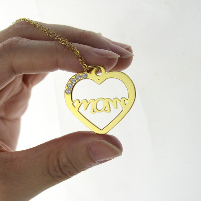 Mothers Heart Personalised Necklace With Birthstone 18ct Gold Plated  - AMAZINGNECKLACE.COM