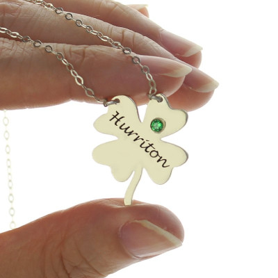 Clover Good Luck Charms Shamrocks Personalised Necklace Sterling Silver - AMAZINGNECKLACE.COM