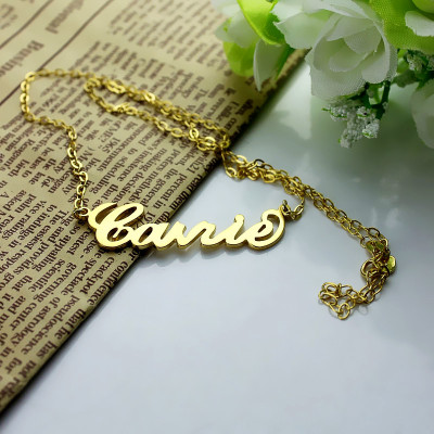 Personalised Carrie Name Necklace Solid Gold 18ct - AMAZINGNECKLACE.COM