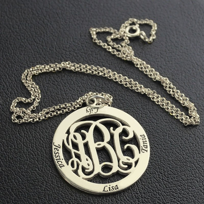 Personalised Family Monogram Name Necklace Sterling Silver - AMAZINGNECKLACE.COM