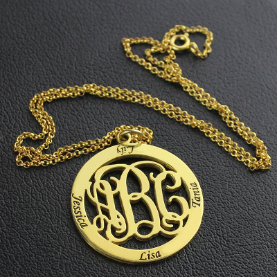 Family Monogram Name Personalised Necklace In 18ct Gold Plated - AMAZINGNECKLACE.COM