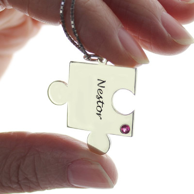 Engraved Puzzle Personalised Necklace for Couples Love Personalised Necklaces Silver - AMAZINGNECKLACE.COM
