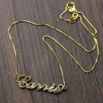 Personalised 3D Carrie Name Necklace 18ct Gold Plating - AMAZINGNECKLACE.COM