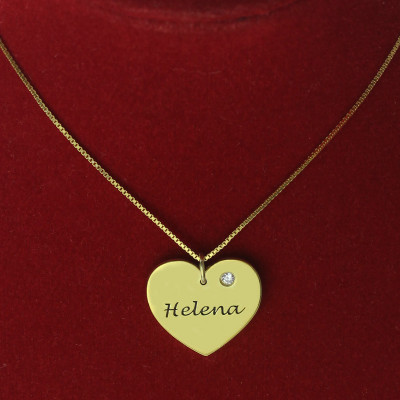 Simple Heart Personalised Necklace with Name  Birhtstone 18ct Gold Plated  - AMAZINGNECKLACE.COM